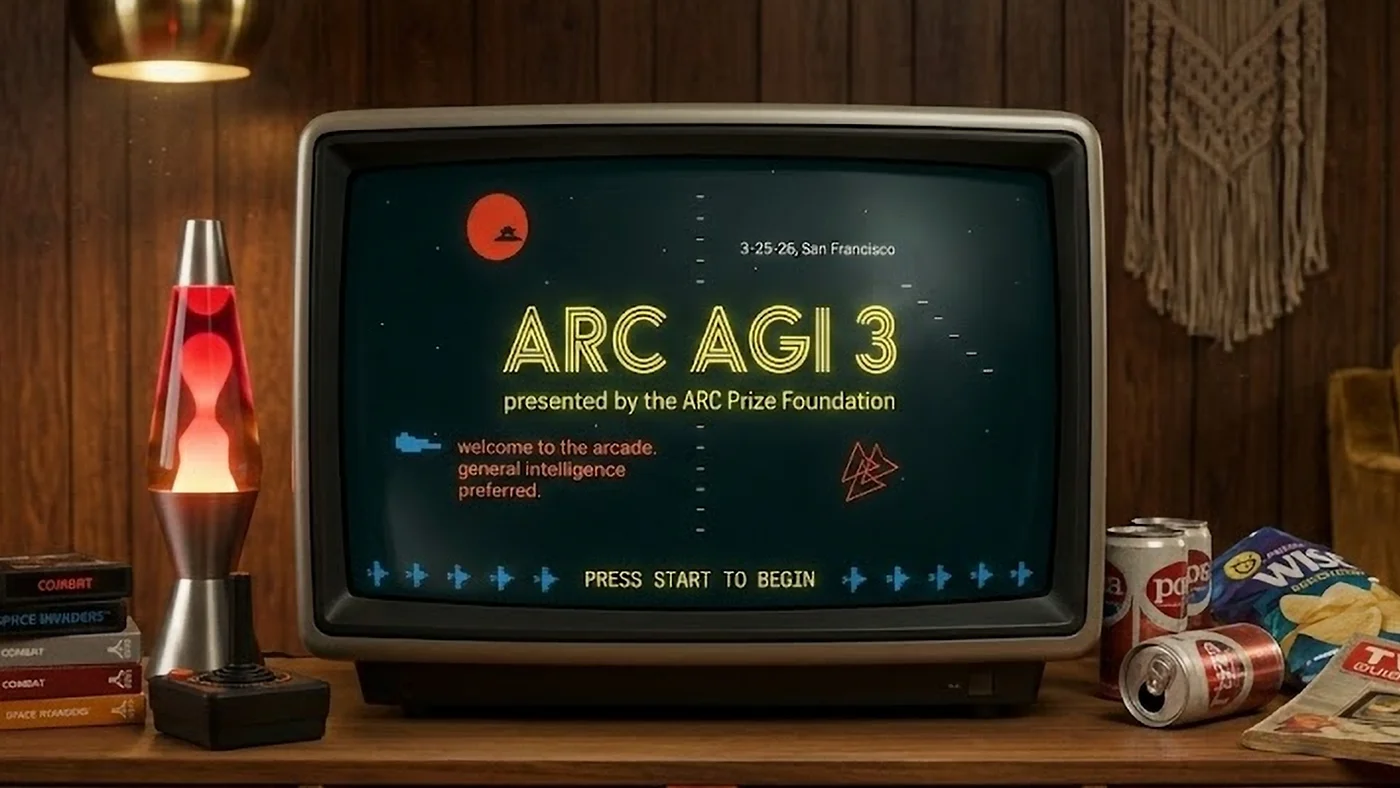 ARC-AGI-3 interactive benchmark environment showing colorful game grid tasks