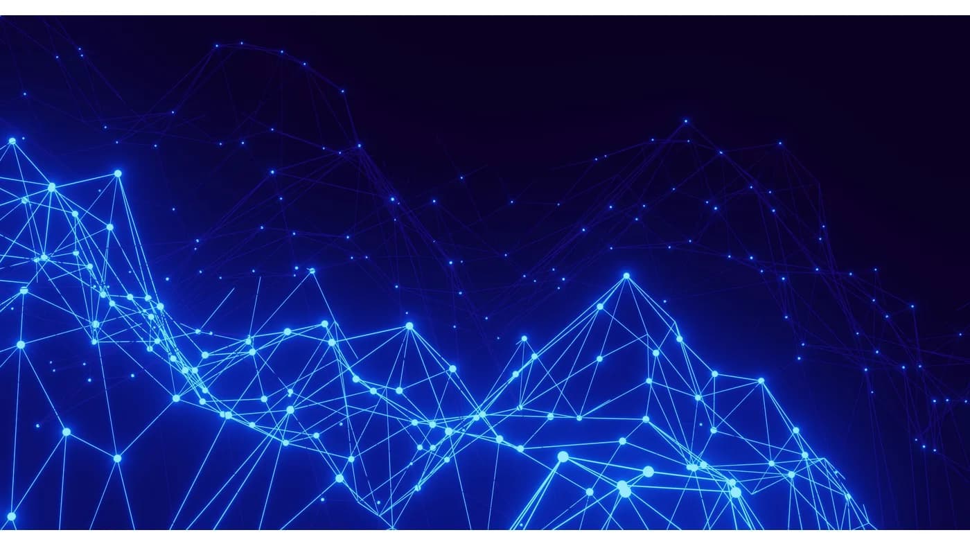 Dark abstract network of glowing blue nodes representing DeepSeek locking in its permanent V4-Pro API price