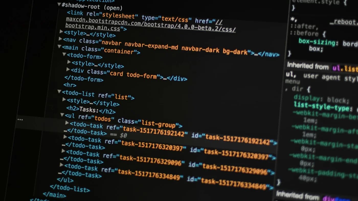 Dark browser DevTools showing HTML code structure, representing AI developer tools billing