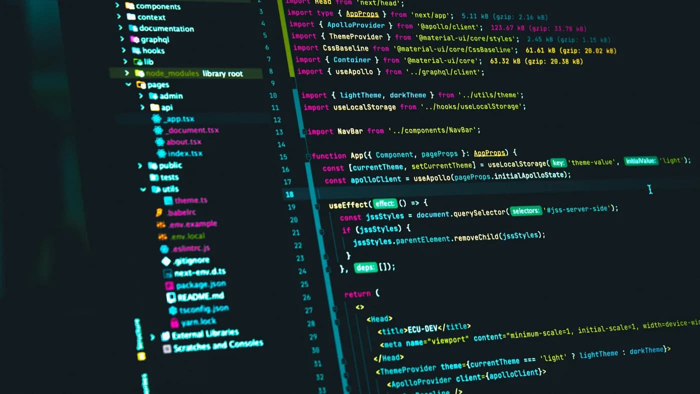 Dark code editor showing syntax-highlighted source, evoking an agentic coding model