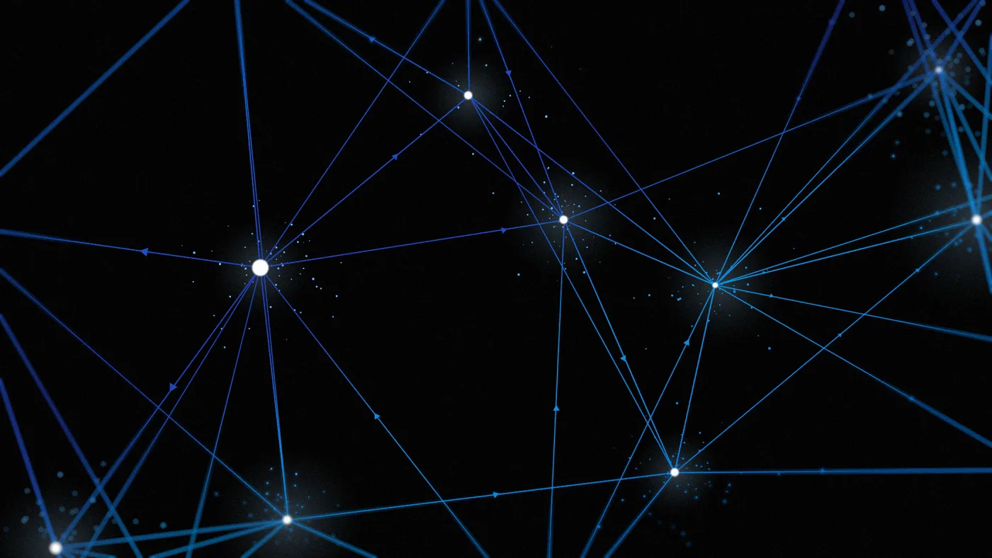 Abstract network of blue lines and glowing nodes from Meta's Muse Glimmer announcement