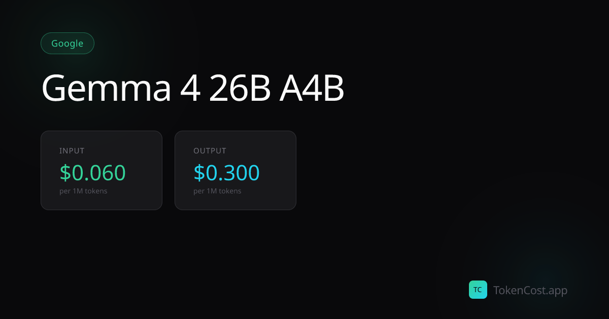 Gemma 4 26B A4B API Pricing (Updated July 2026): Cost Calculator ...