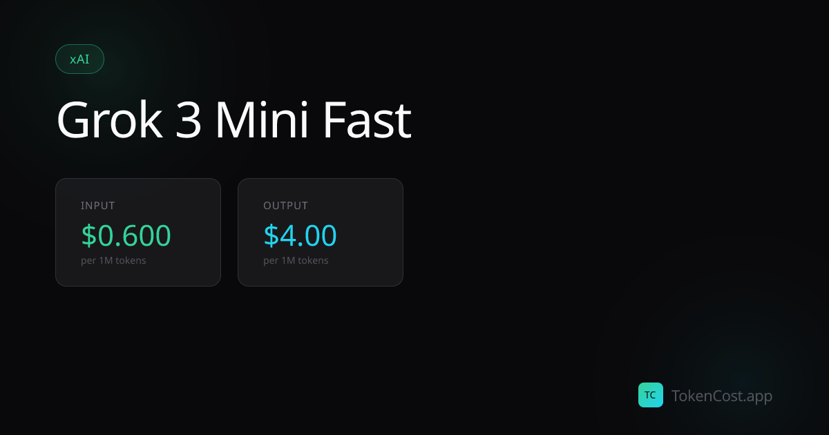 Grok 3 Mini Fast API Pricing (Updated July 2026) — Cost Calculator ...